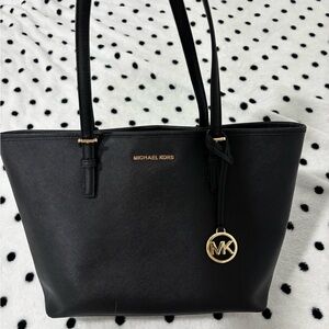 Michael Kors Black Tote with Gold Accents